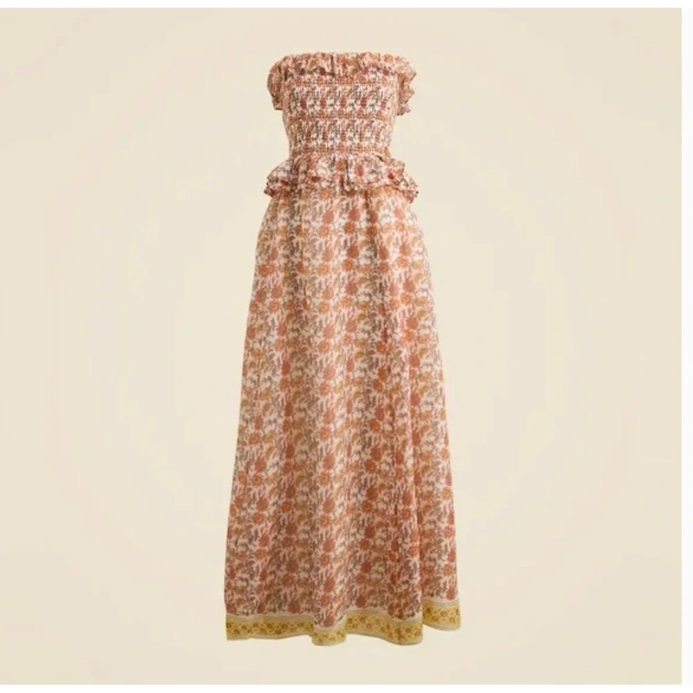 J.Crew Ravenna Dress M MP PM NWT Sunset Rose Ramie Floral J.Crew Midi CL076 Boho